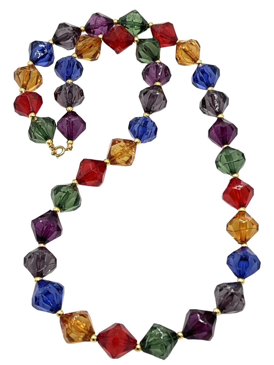 Vintage Multi-Color Faceted Lucite Bicone Bead Necklace